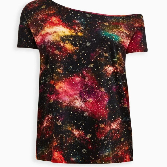 Torrid Cosmos Performance Jersey Off-Shoulder Short Sleeve Active Tee Size 3 - Picture 3 of 12